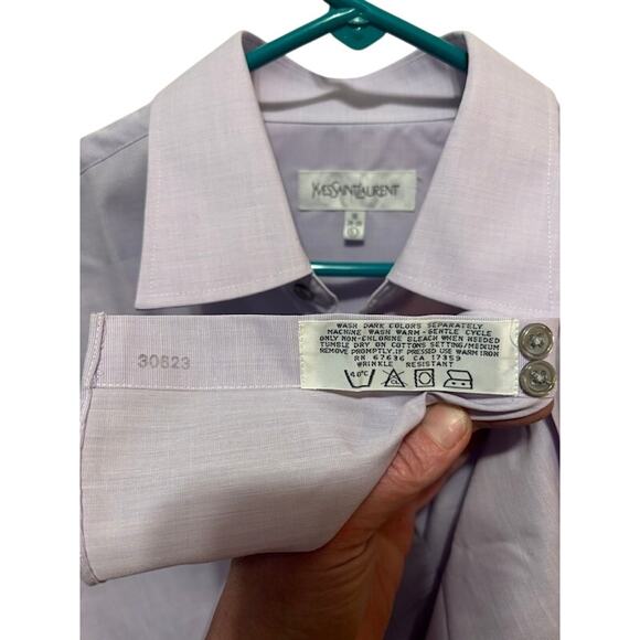 Yves St. Laurent Button Up Purple Lilac Dress Shirt size 16 34-35 Large NWT - Picture 8 of 9